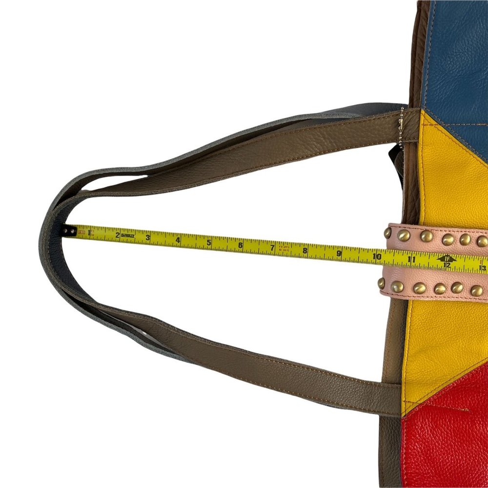 NWT AmeriLeather Thea Leather Tote Bag Boho Colorful Purse Studs Brass P… - Picture 14 of 14